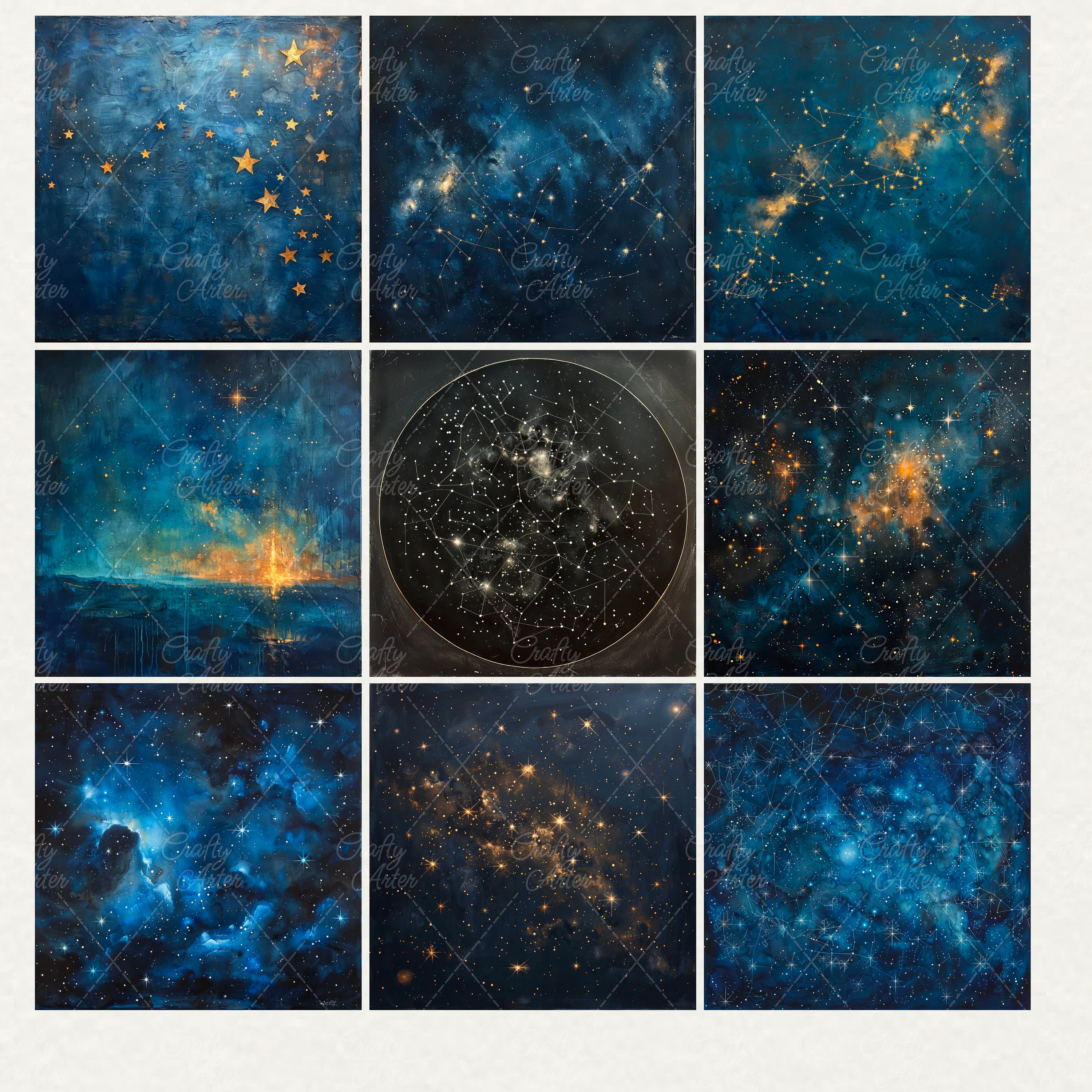 Cosmic Night digitaal papier: 21 hemelse aquareltexturen (commercieel  gebruik) - Etsy België, image size:3000x3000