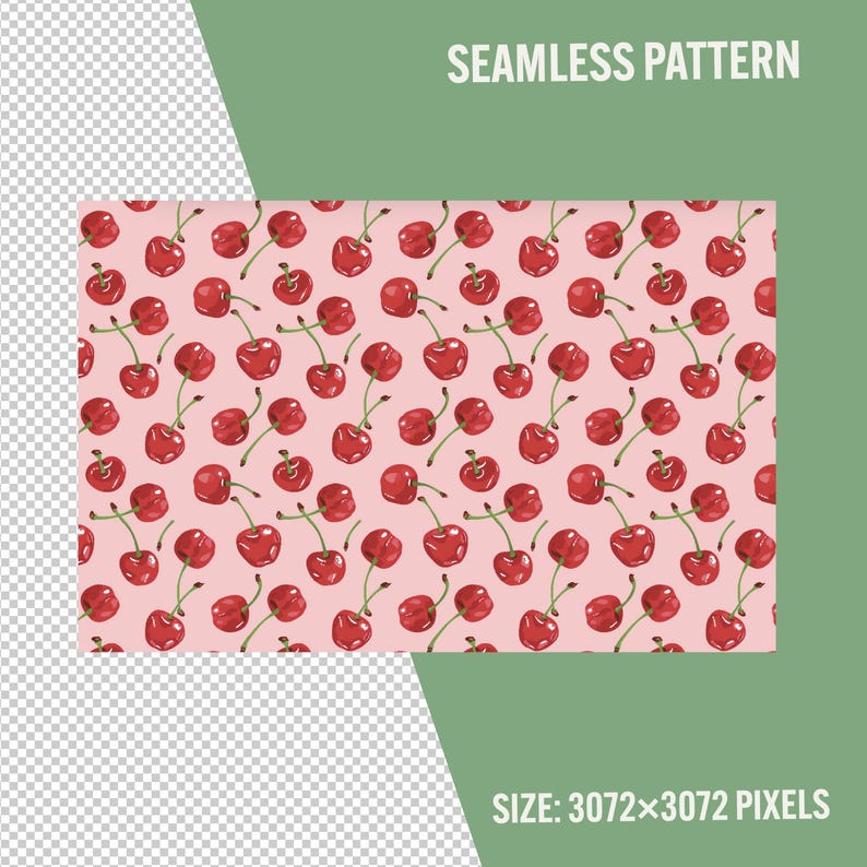 Cherry Seamless Pattern: Watercolor Digital Paper (digital Download) - Etsy