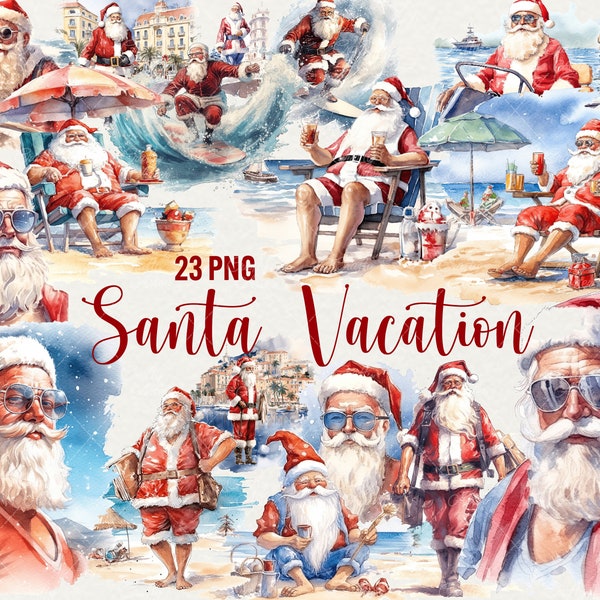 Aquarell Nikolaus Urlaub Clipart, 23 png Weihnachten Clipart Winter Sommer Clipart Weihnachten Nikolaus Clipart Kommerzielle Nutzung