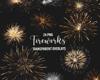 Fireworks overlays, 24 png fireworks overlay, firework effects, photo overlays, transparent png elements, instant download commercial use