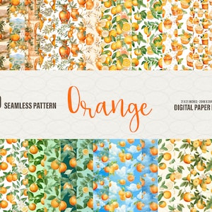 Orange Digital Paper Digital Paper Orange fruits texture 20 Digital orange Seamless Paper Patterns,  Commercial Use