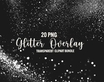Glitter overlays clipart, 20 png white glitter, dust sparkle background, silver dust overlays, scrapbook digital elements commercial use