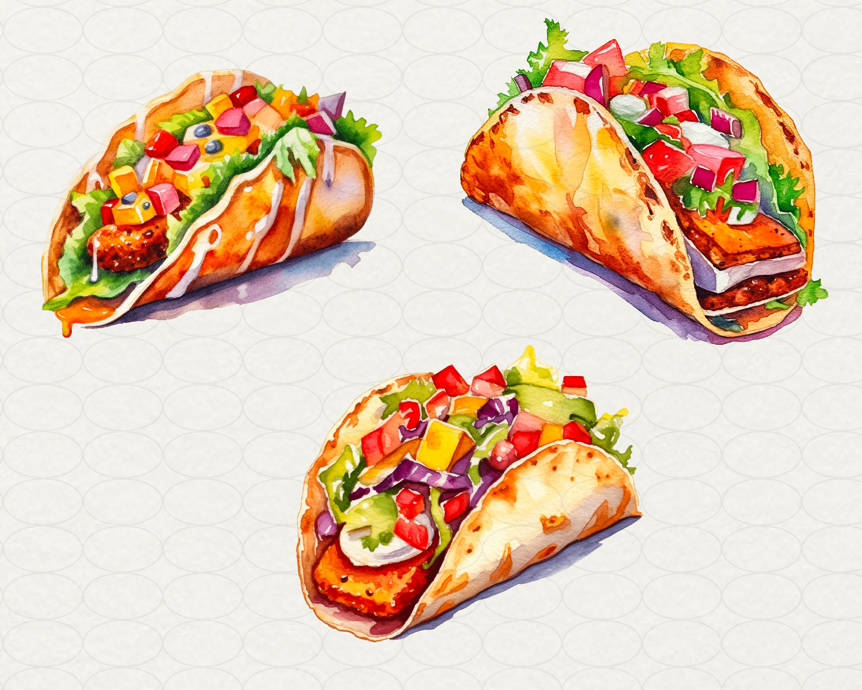 Watercolor Tacos Clipart: Mexican Food Illustrations (17 PNG) - Etsy