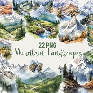 Aquarell Berg Clipart, 22 png Berge Landschaft Clipart, Berg Natur Clipart, Reise Clipart, kommerzielle Nutzung