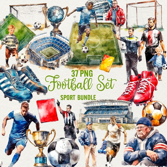 Watercolor Football Clipart, 37 PNG Football sport clip art - instant download for Commercial Use.