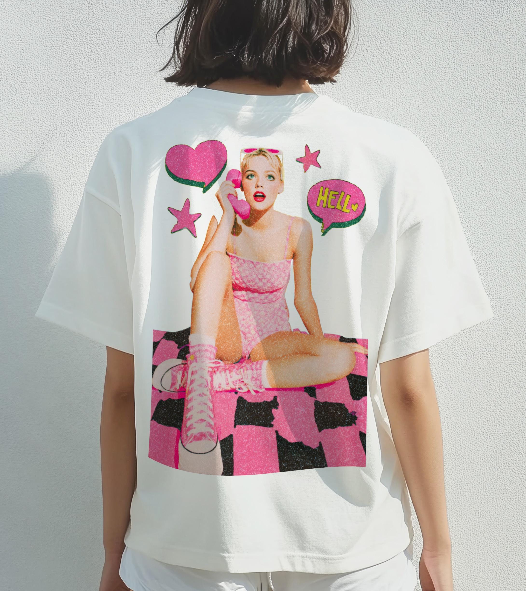 Y2KガールTシャツデザイン：レトロピンクポップアート（PNG、PDF