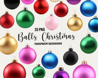 Christmas Baubles Clipart: 35 PNG Ornaments (Digital Download)