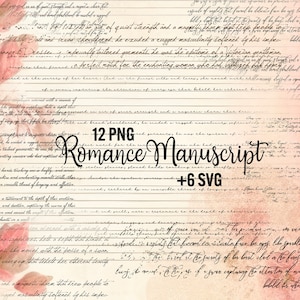 Handgeschriebenes Manuskript Overlays, 12 png Vintage antikes digitales Romance Manuskript transparenter Hintergrund Clipart, kommerzielle Nutzung