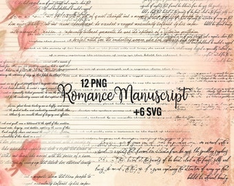 Romanze Handschriften Overlays: Vintage PNG Clipart (Digitaler Download)
