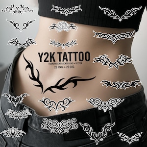 Y2K Tattoo Designs SVG PNG, Stammes- Schmetterlings-Tattoo, Flash-Tattoo-Design, trendiges Tattoo Clipart, transparenter Hintergrund, kommerzielle Nutzung