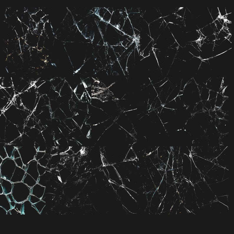 Broken Glass Overlays, 49 png realistic broken glass, crack glass texture photo overlays, shattered glass, transparent png commercial use, photoshop overlays, photo editing, glass texture overlays