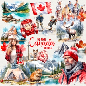 Acuarela de Canadá, 53 imágenes PNG de paisajes canadienses, naturaleza canadiense, viajes, uso comercial