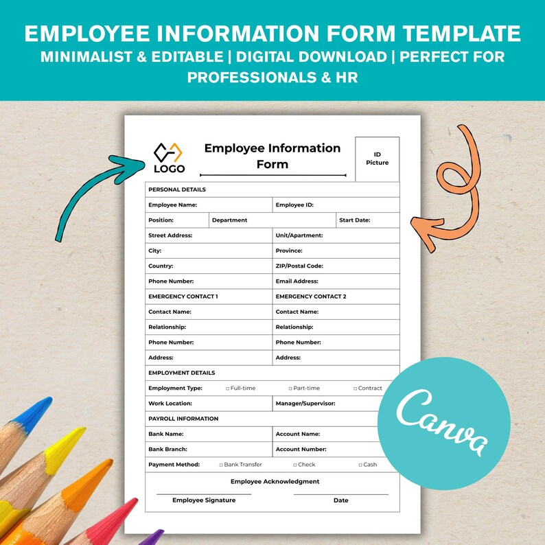 Employee Information Form Template - Etsy