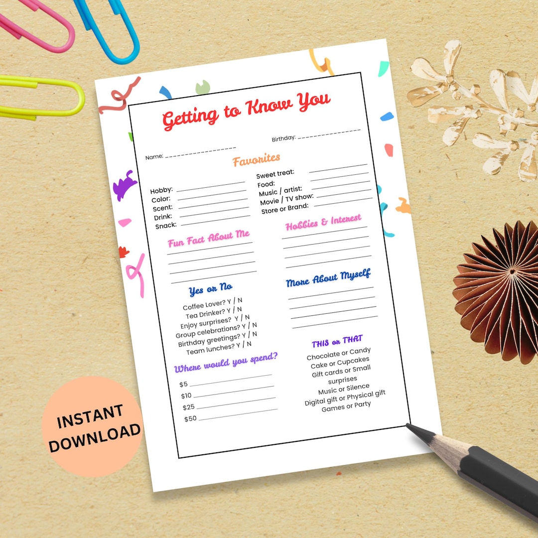 Employee Info, Team Building Questionnaire | Editable Canva Template ...