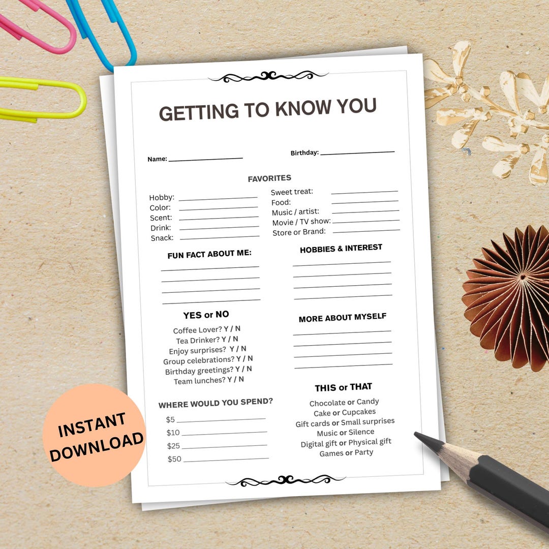 Team Building Questionnaire | Employee Info, Editable Canva Template ...