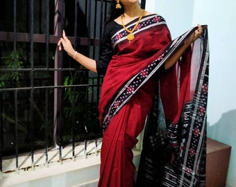 Handmade cotton ikat maniabandhi silk sari