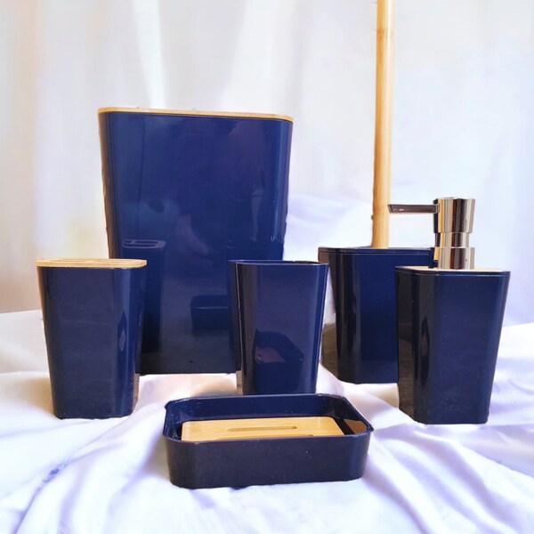 Navy Blue Bathroom Etsy