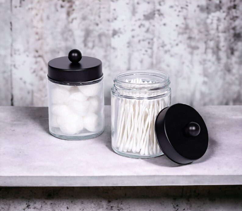 Glass Bathroom Jars Cotton Buds Storage Makeup Cleaning Etsy