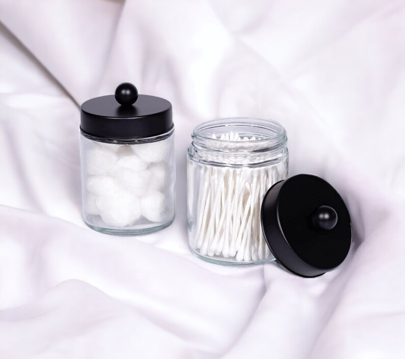 Glass Bathroom Jars Cotton Buds Storage Makeup Cleaning Etsy