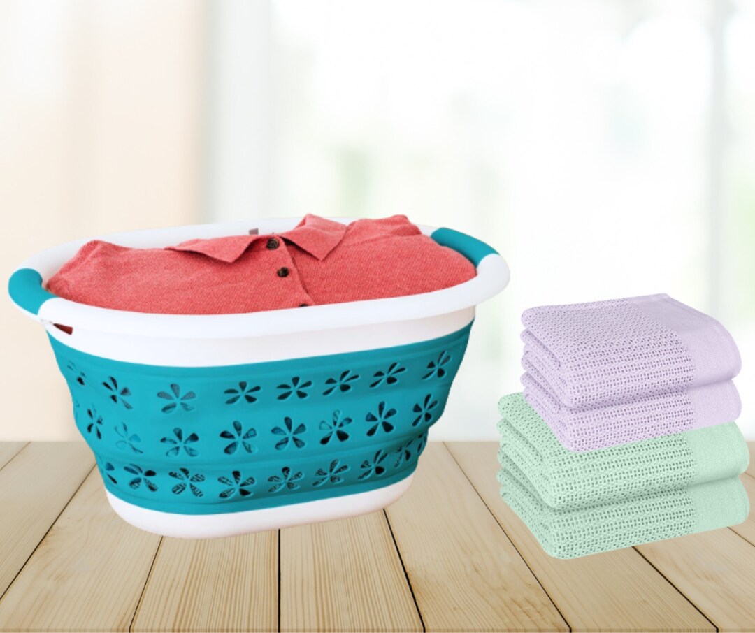 Spacesaving Laundry Basket Large Collapsible Basket Etsy