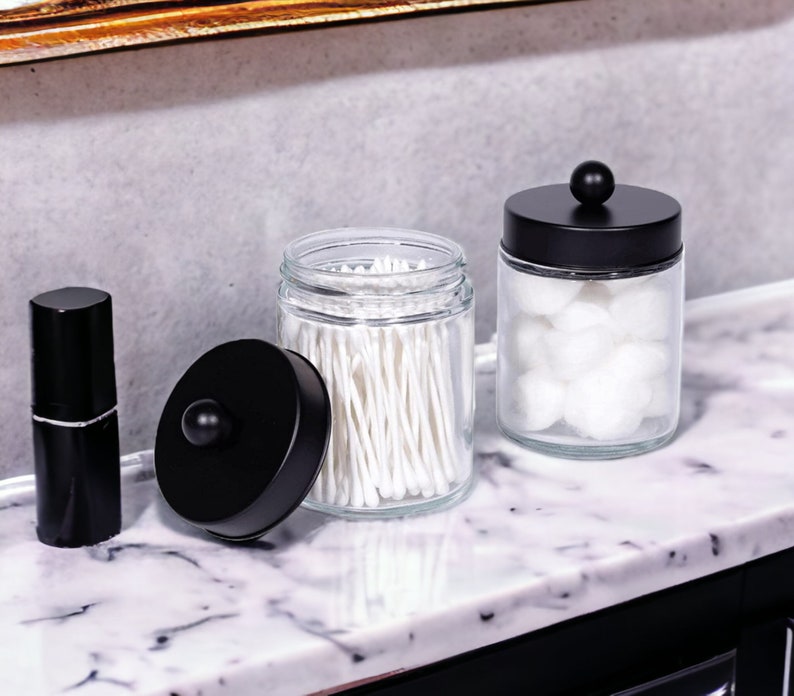 Glass Bathroom Jars Cotton Buds Storage Makeup Cleaning Etsy