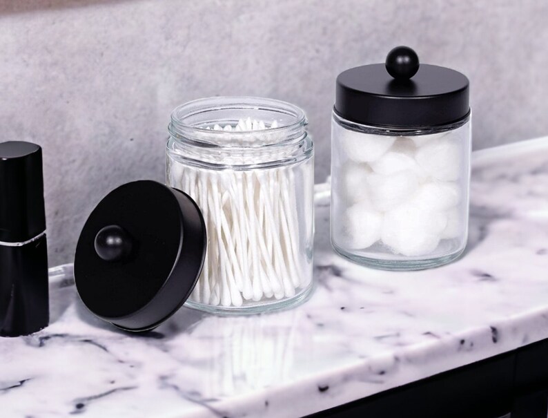 Glass Bathroom Jars Cotton Buds Storage Makeup Cleaning Etsy