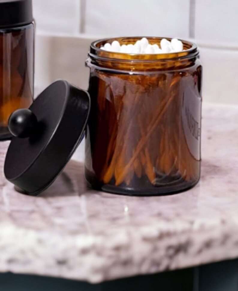 Amber Glass Cotton Buds Storage Jars Makeup Cleaning Etsy