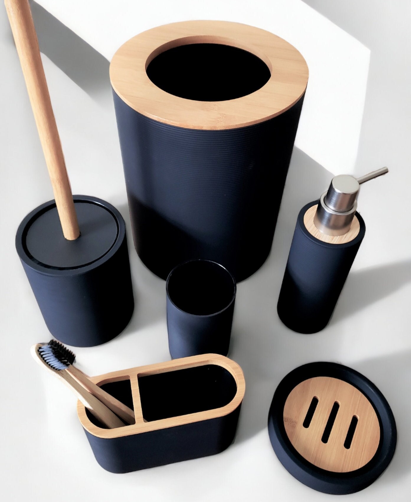 Black Bathroom Accessory Set Bathroom Accessories Modern Etsy