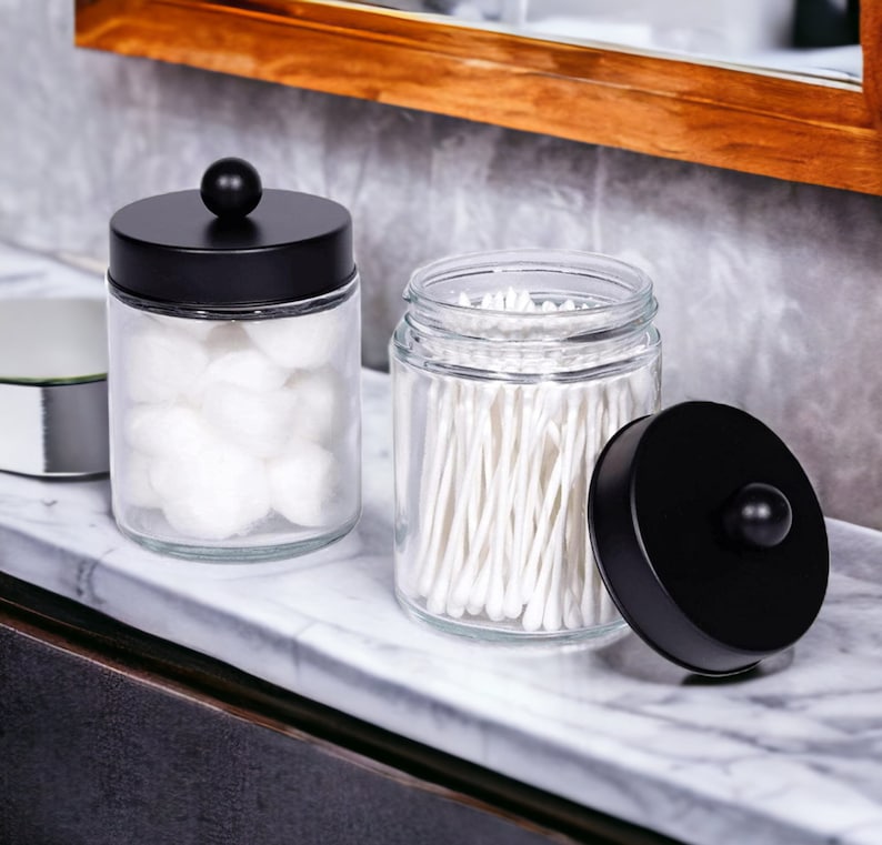 Glass Bathroom Jars Cotton Buds Storage Makeup Cleaning Etsy