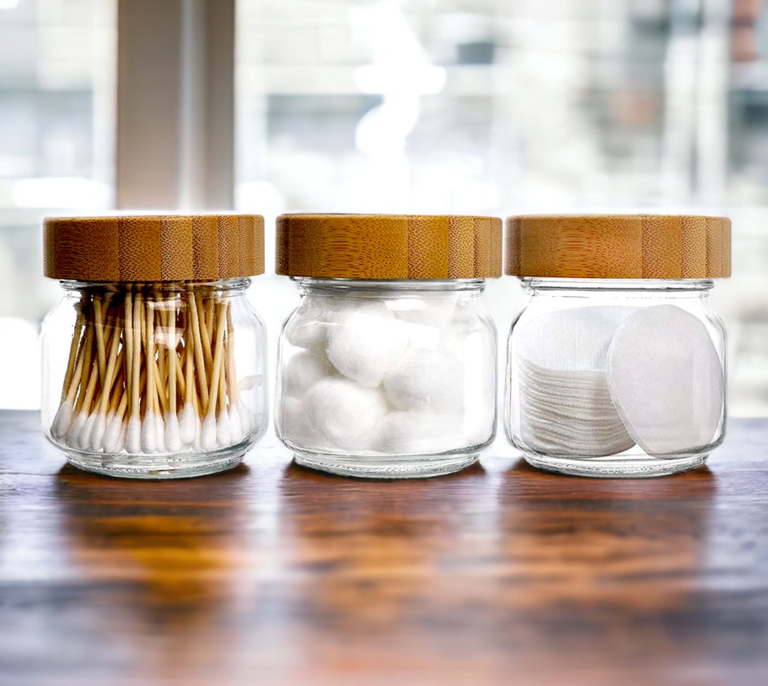 Glass Bathroom Jars Cotton Bud Storage Makeup Cleaning Etsy UK