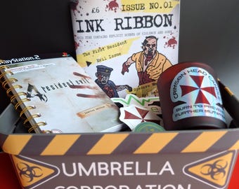 Resident Evil Gift Hamper Umbrella Corporation Themed Hampers With Resi Candle Ink Ribbon Notebook