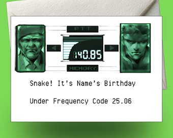 Metal Gear Solid Birthday Card Custom Greeting With Personalised Name Date Codec Snake MGS