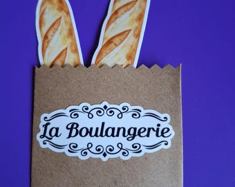 Adorable Baguette Stickers Set of 2 French Breadsticks in La Boulangerie Bag, Scrapbook Sticker