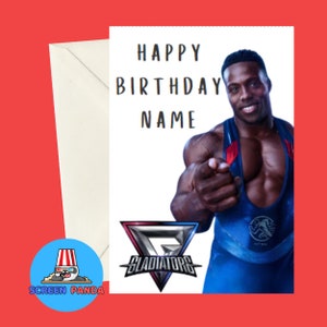 The Gladiators Birthday Card, Personalised Name, All Gladiators From BBC Show Included, Ideal Birthday Cards For Kids, Viper, Fury, Giant Nitro