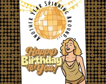 Kylie Minogue Birthday Card Another Year Spinning Around Golden Disco Kylie Gift For Fan