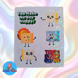 Vegan Sticker Set Featuring Tofu Tom Cute Veganism Stickers Ideal Gifts For Tofu Lovers! Set Of 6 Vinyl Stickers Of Original Designs