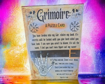 Grimoire A Puzzle Card An Escape Room Style Card With 4 Puzzles To Complete Can You Unlock The Secret Of The Witch Birthday Card With Puzzle