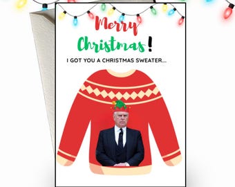 Funny Christmas Sweater Pun Card Prince Andrew Sweater Royal Family Christmas Cards