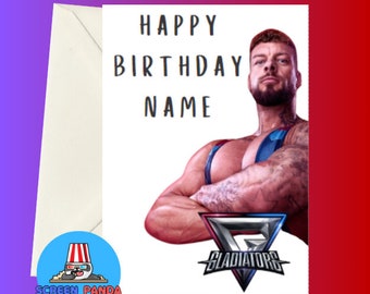 The Gladiators Birthday Card, Personalised Name, All Gladiators From BBC Show Included, Ideal Birthday Cards For Kids, Viper, Fury, Giant