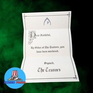The Traitors Letter You Have Been Murdered by Order of the Traitors ...