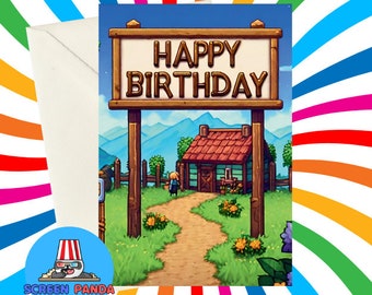 Stardew Valley Birthday Card In Style Of Stardew Valley Sign Home Made Greeting Card High Quality Birthdays Ideal For Fans Of Stardew Valley