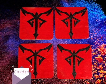 Resident Evil 4 Coasters Handmade and Hand Drawn Insignia Set Of Resi Coasters With Red And Black Design, RE4 Resident Evil 4 Remake RE4Make