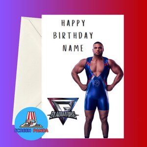 The Gladiators Birthday Card, Personalised Name, All Gladiators From BBC Show Included, Ideal Birthday Cards For Kids, Viper, Fury, Giant Steel