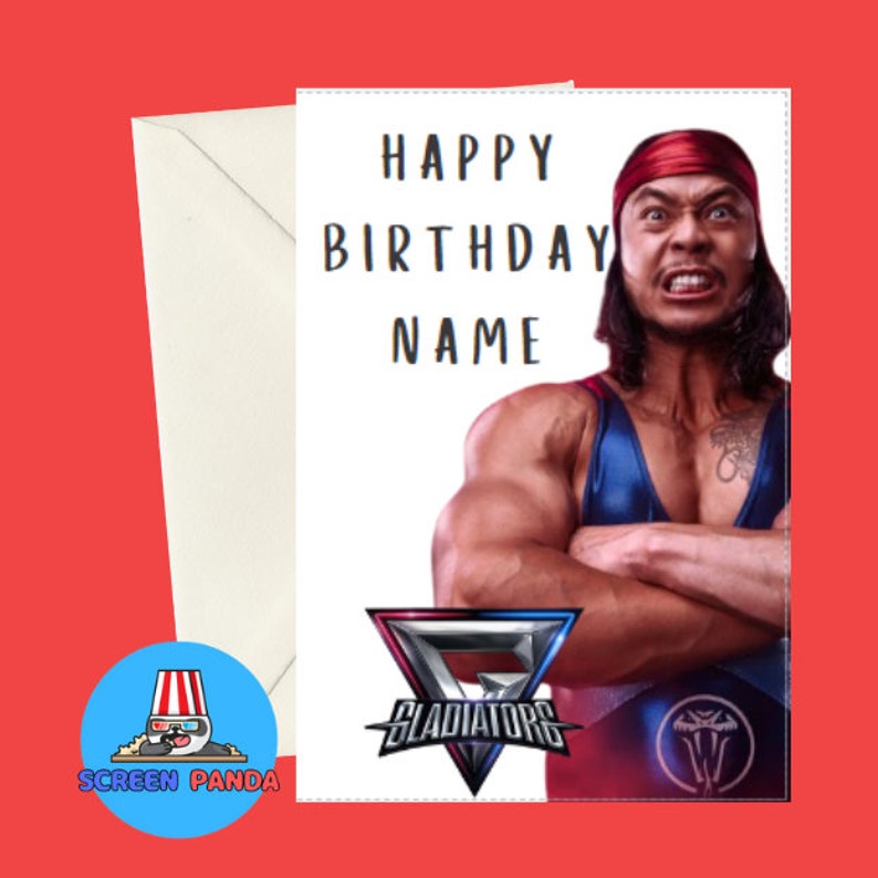 The Gladiators Birthday Card, Personalised Name, All Gladiators From BBC Show Included, Ideal Birthday Cards For Kids, Viper, Fury, Giant image 2