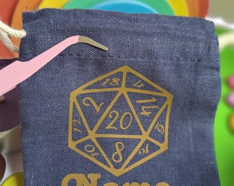 Custom D&D Dice Bag Gold Lettering Dice Personalised Name/Initials Miniature Storage