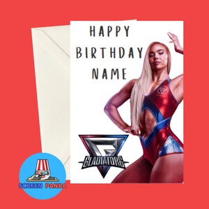 The Gladiators Birthday Card, Personalised Name, All Gladiators From BBC Show Included, Ideal Birthday Cards For Kids, Viper, Fury, Giant Diamond