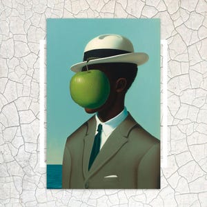 Magritte x Hopper Carte postale | Pomme | Carte d'anniversaire | Carte postale artistique | PoC | Fils de l'homme