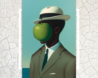 Magritte x Hopper Postcard | Apple | Birthday Card | Art Postkarte | PoC | Son of Man