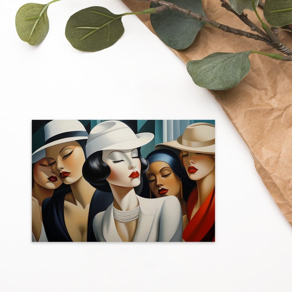 Five Confident Women Postcard | Tamara de Lempicka Style POC | Feminism Postcard