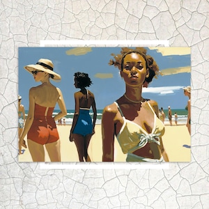 Drei Frauen am Strand | POC Postkarte | Gleichberechtigung